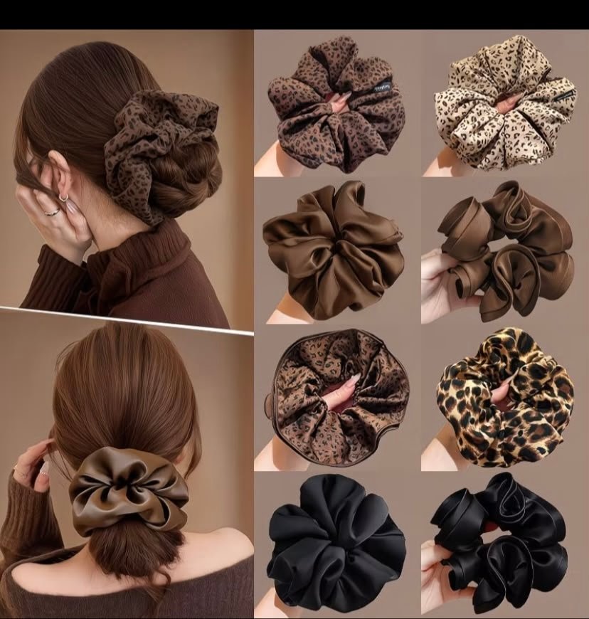 Oversized leopard scrunchies
