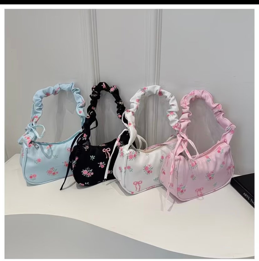 2026 Bow knot floral nylon bag