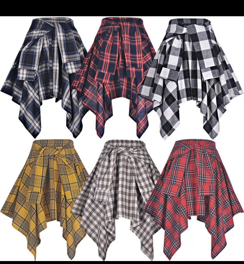Women’s elastic waist plaid skirt