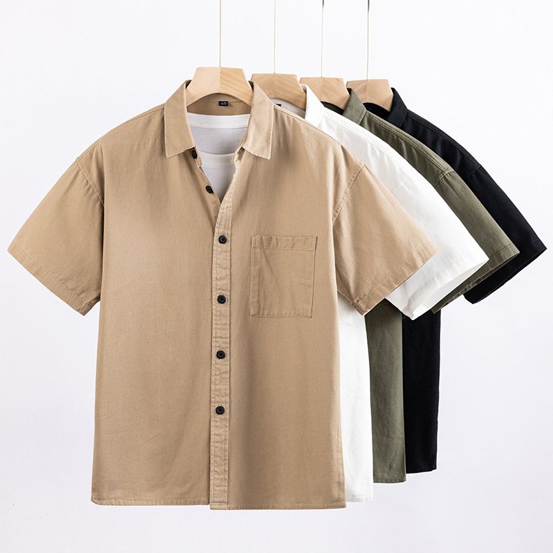 Men's Casual Short Sleeve Shirt - Lightweight Cotton Blend Button-Up
