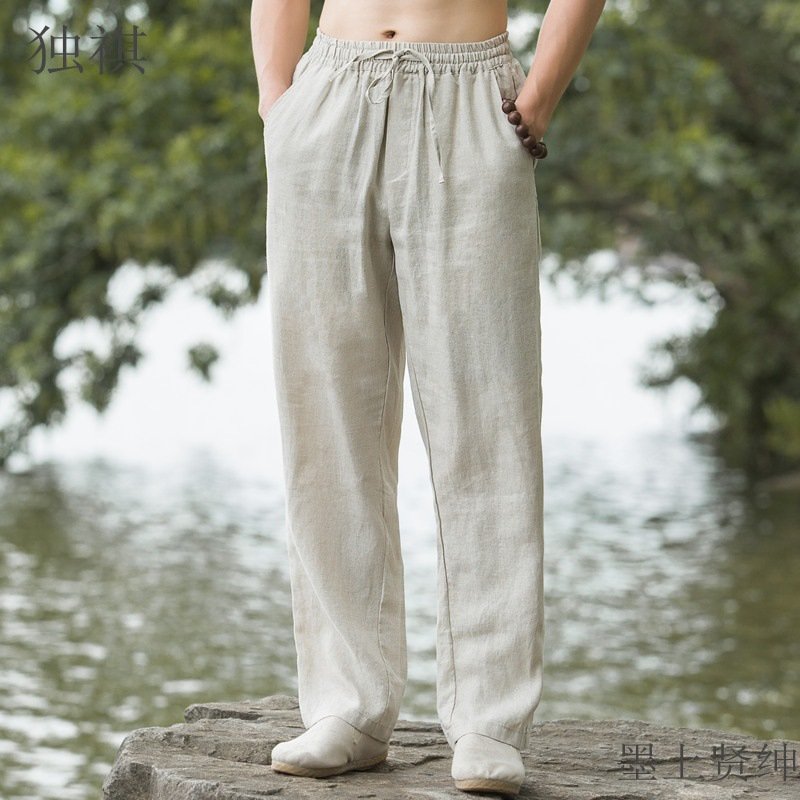 Men's Breathable Linen Blend Casual Trousers