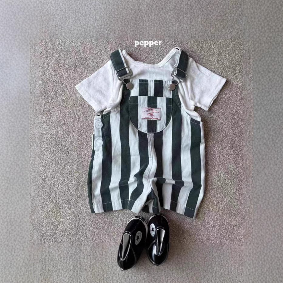 Baby Denim Look Overall Shorts Set
