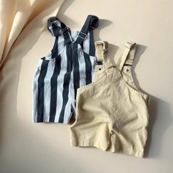 Baby Denim Look Overall Shorts Set