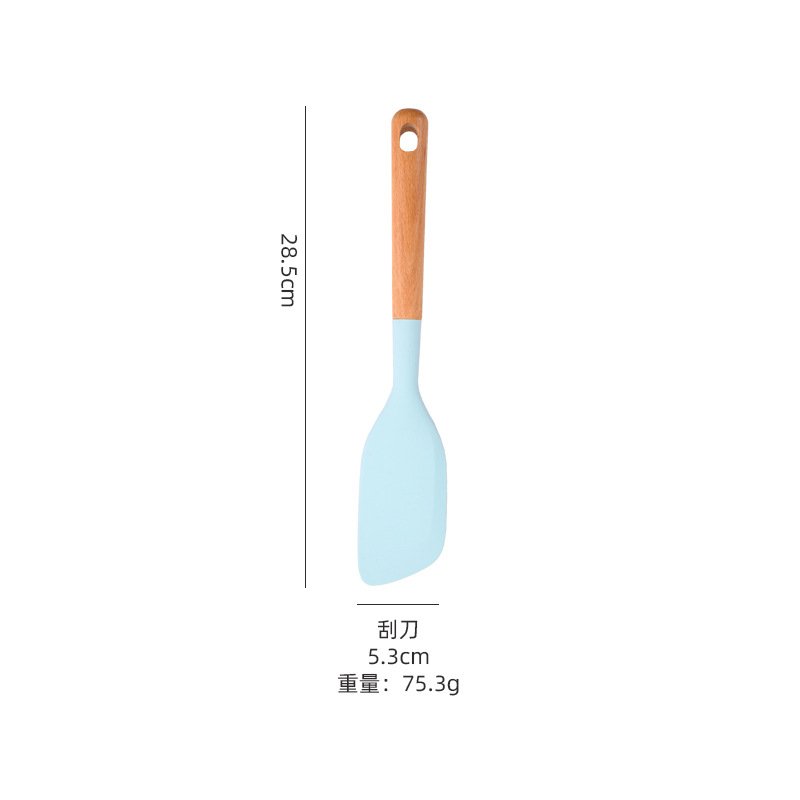 10-Piece Silicone Kitchen Utensil Set - Wooden Handles