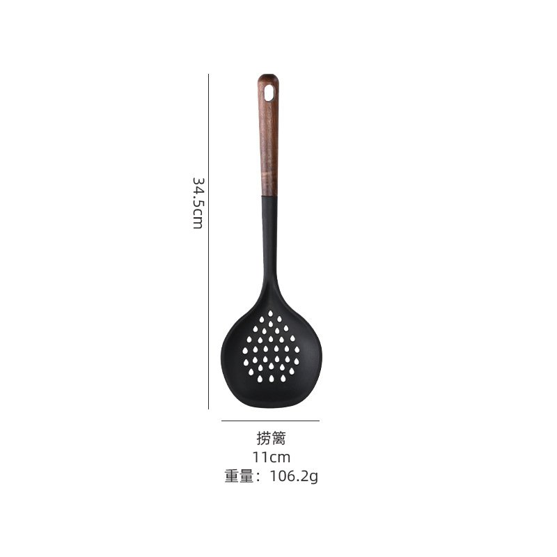 10-Piece Silicone Kitchen Utensil Set - Wooden Handles