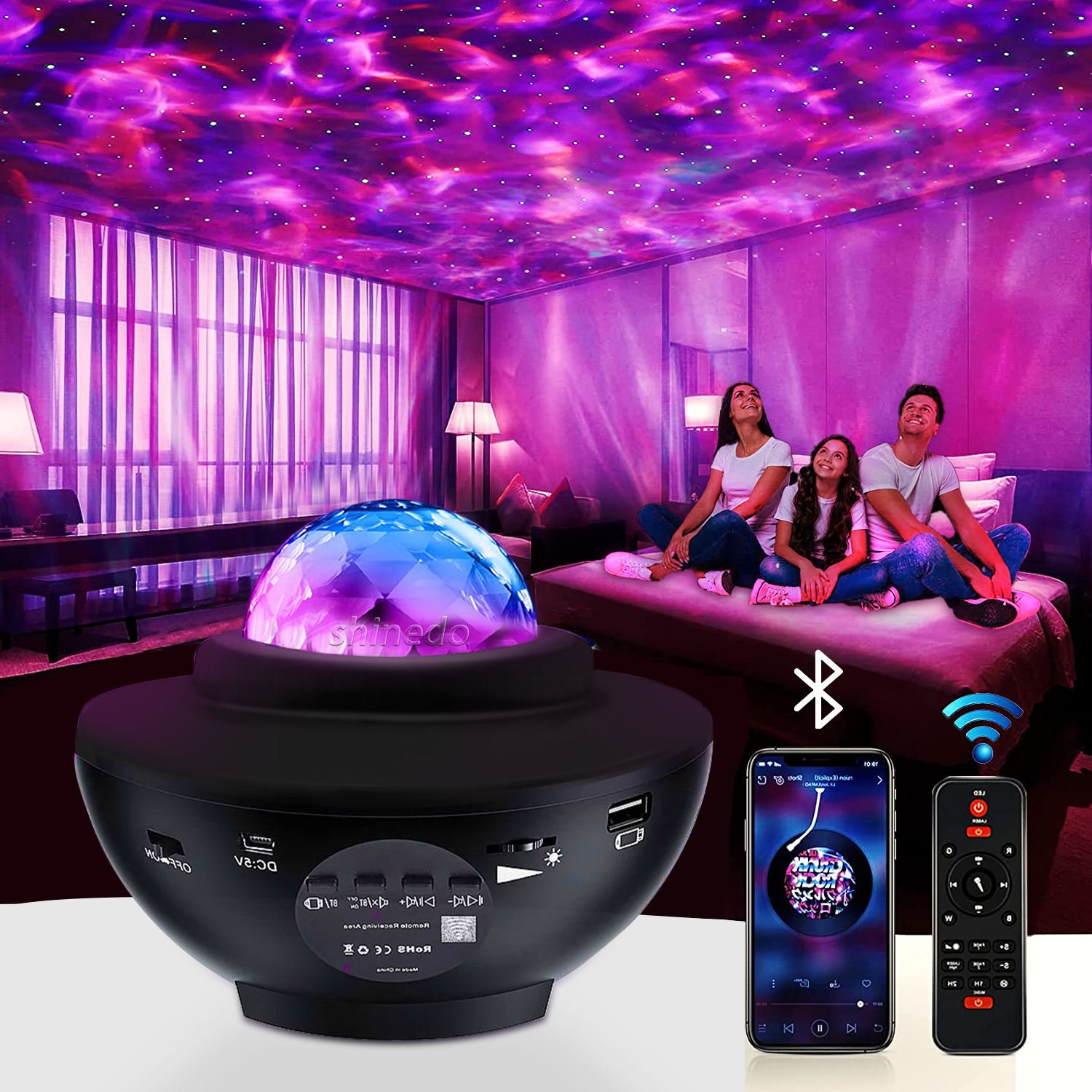 Galaxy Star Projector with Bluetooth Speaker - Remote Control Night Light