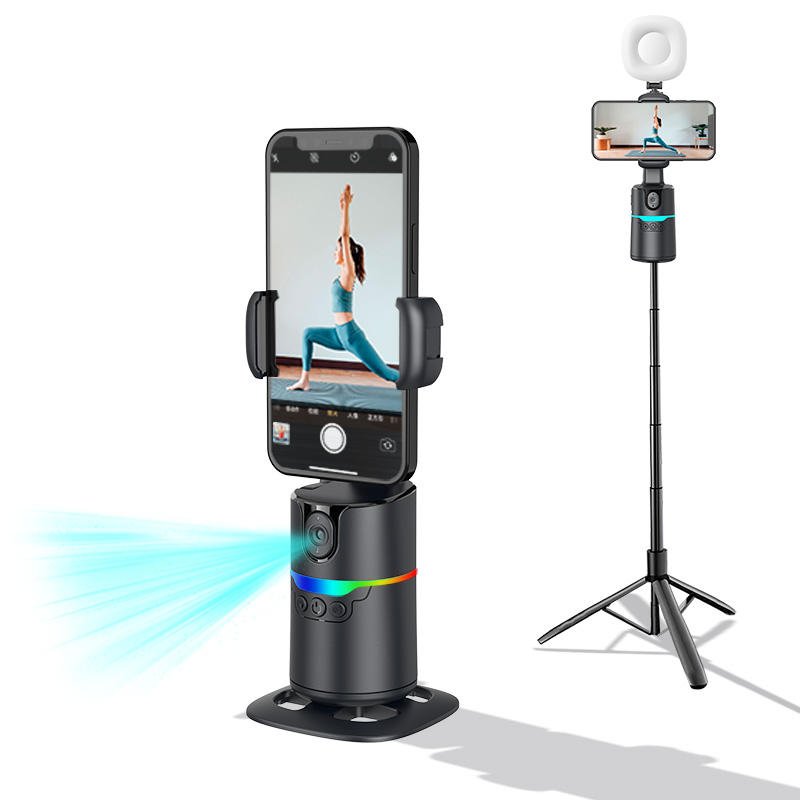 AI Auto Face-Tracking Phone Tripod - 360 Rotation Content Creator Mount