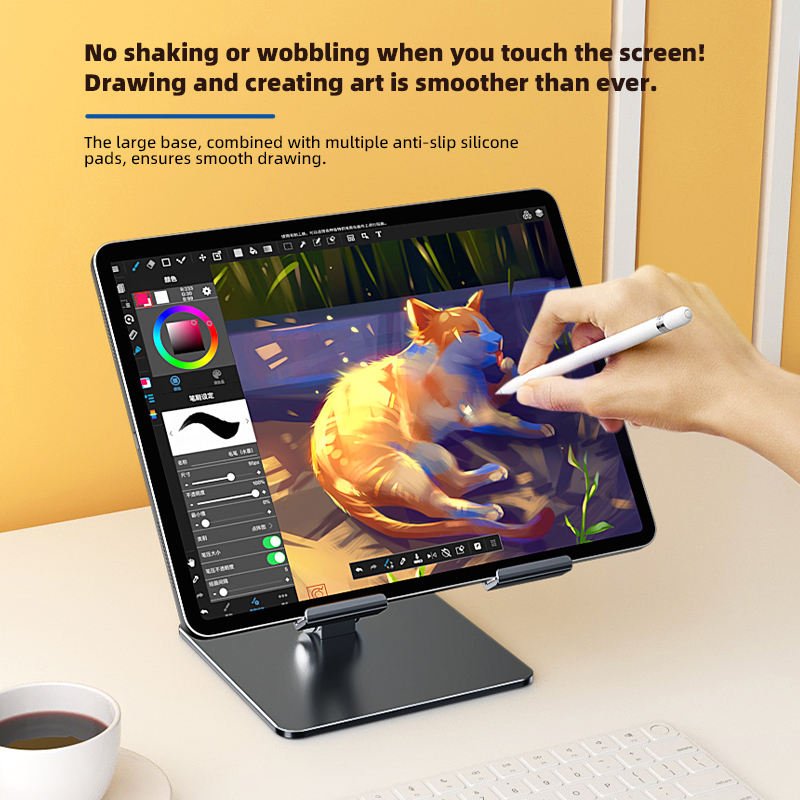 Adjustable Metal Phone & Tablet Desk Stand - Foldable Universal Holder