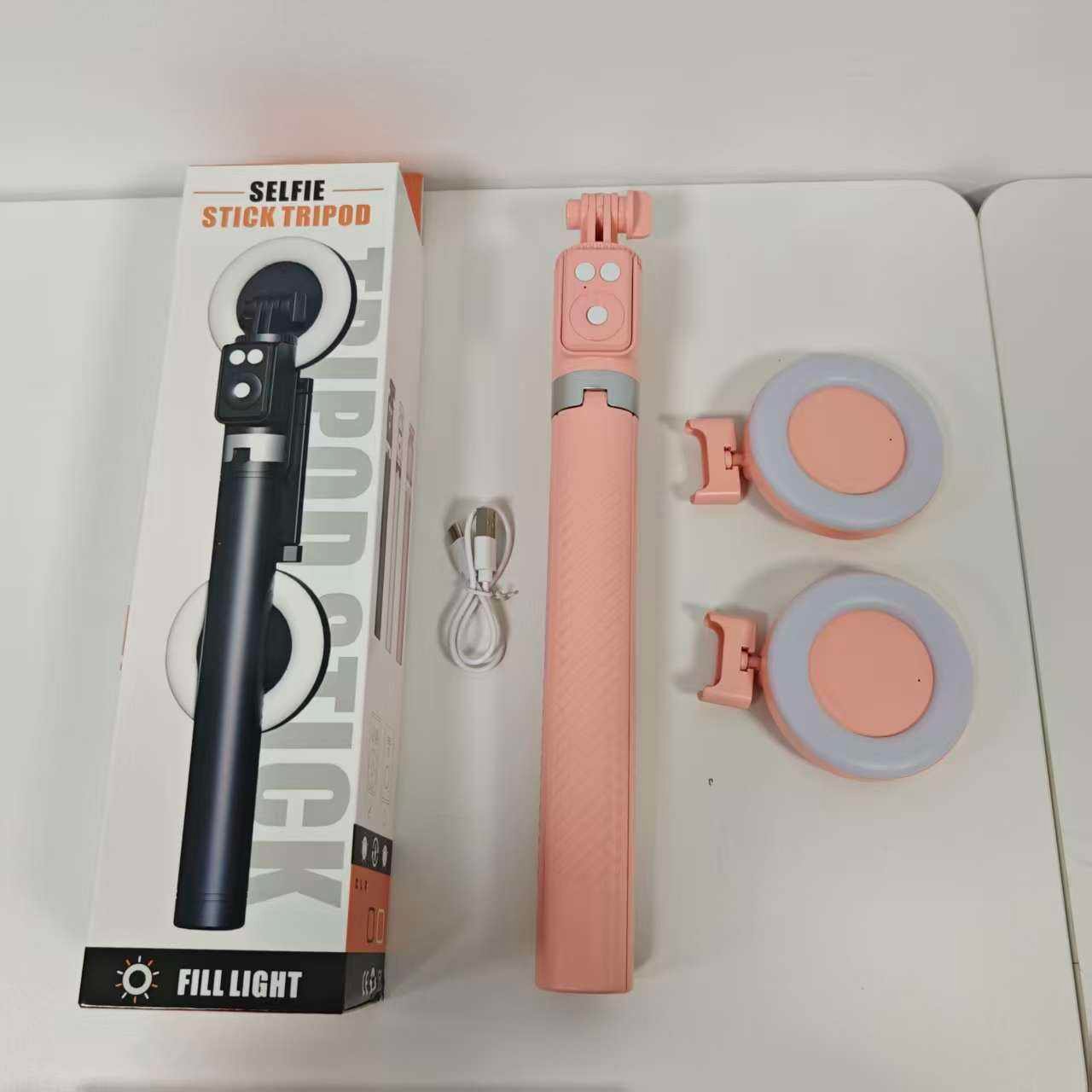 1.8M Foldable Ring Light with Selfie Stick Tripod - Dual LED, Wireless Remote