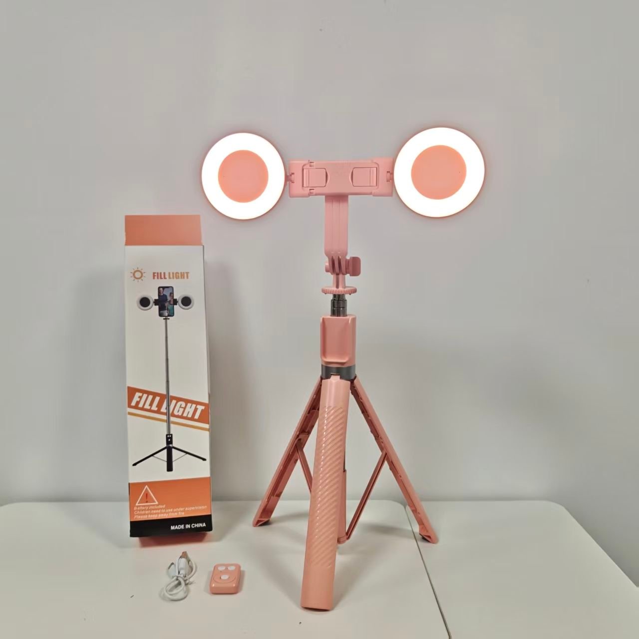 1.8M Foldable Ring Light with Selfie Stick Tripod - Dual LED, Wireless Remote