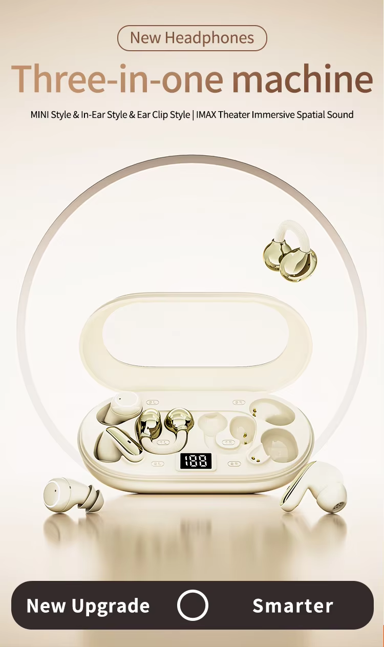 P47 Wireless Ear Clip Earbuds - 3 Pairs, IPX5 Waterproof Sports Set