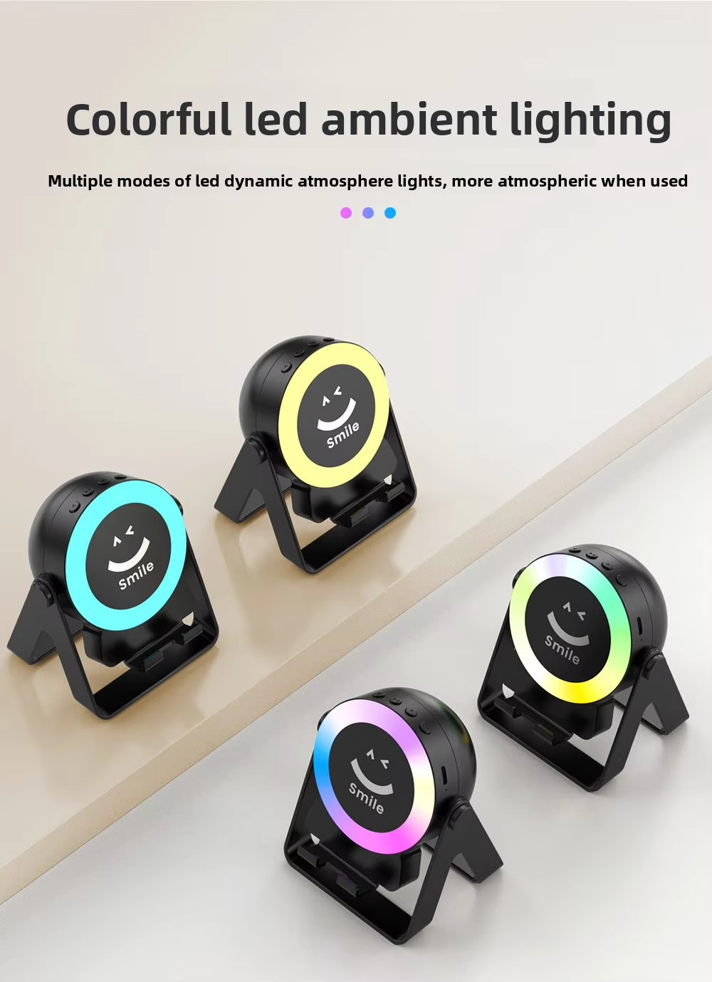 ZF18 Bluetooth Speaker with 360-Degree Rotating RGB Light Phone Stand