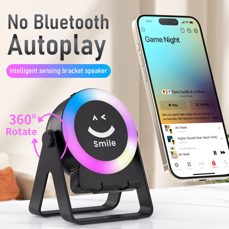ZF18 Bluetooth Speaker with 360-Degree Rotating RGB Light Phone Stand