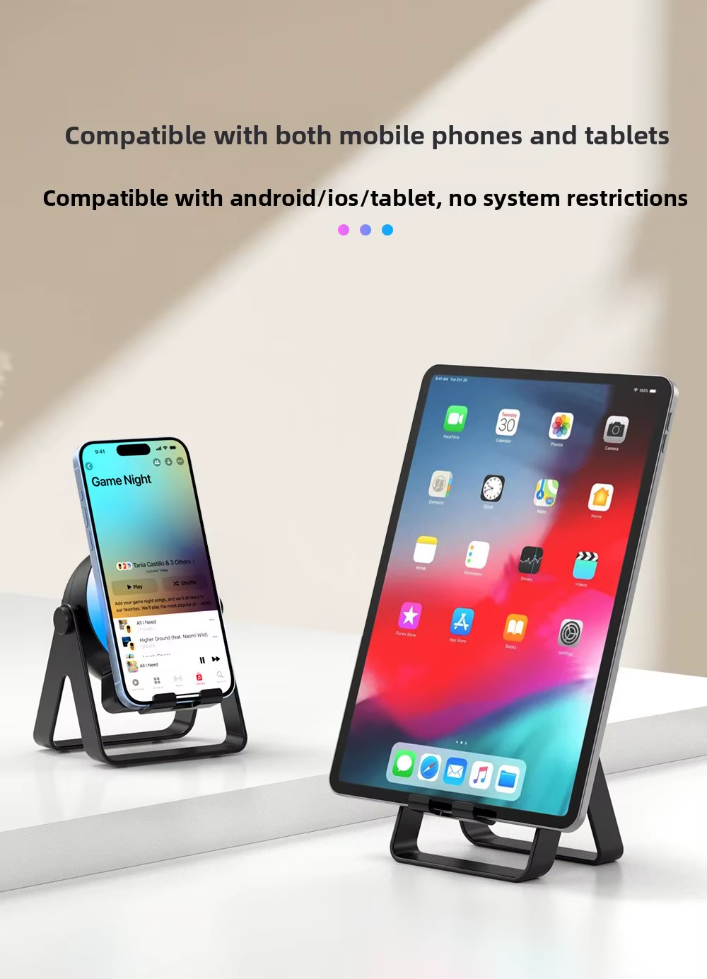ZF18 Bluetooth Speaker with 360-Degree Rotating RGB Light Phone Stand