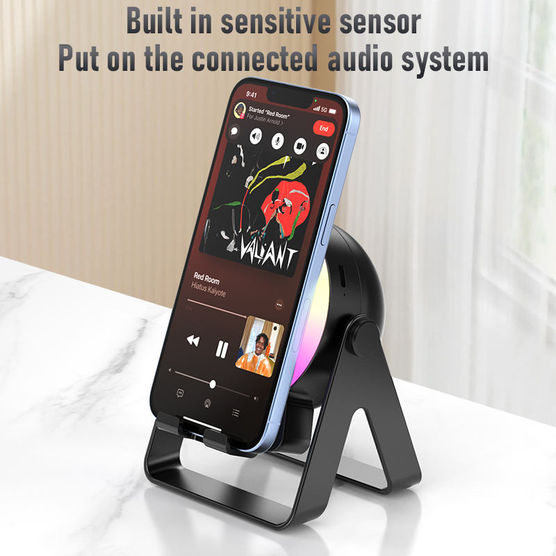 ZF18 Bluetooth Speaker with 360-Degree Rotating RGB Light Phone Stand