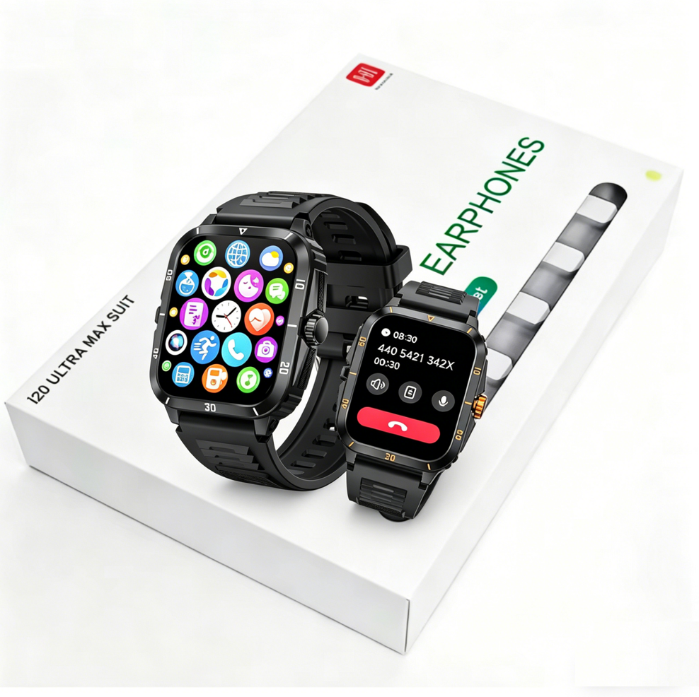 I20 Ultra Max Smart Watch 10-in-1 Bundle - 49mm HD Display, Bluetooth Calling