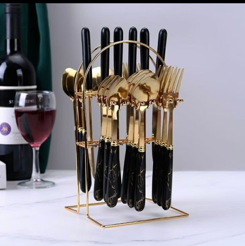 Stainless steel porcelain look knife and Fork set