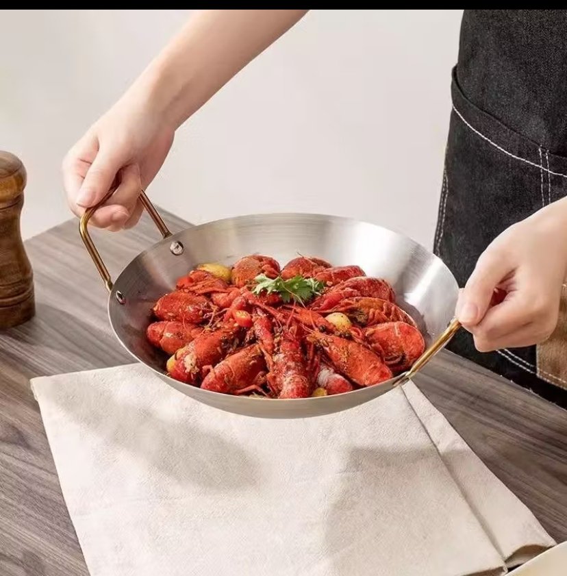 Stainless steel wok pan